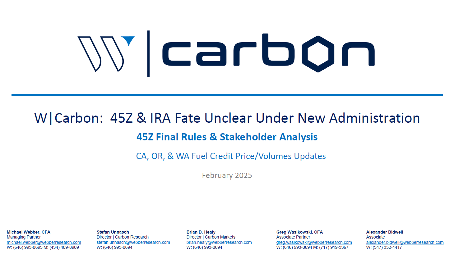 W|Carbon: 45Z & IRA Fate Under Trump Administration – Final Rules & Stakeholder Analysis